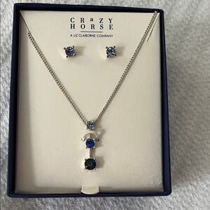 Liz Claiborne Silver Necklace with Blue Accents